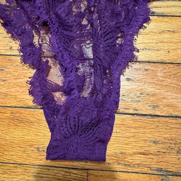 Vintage Victorias Secret Gold Label Back Zip Satin purple Teddy with Bow Large L - Picture 4 of 8